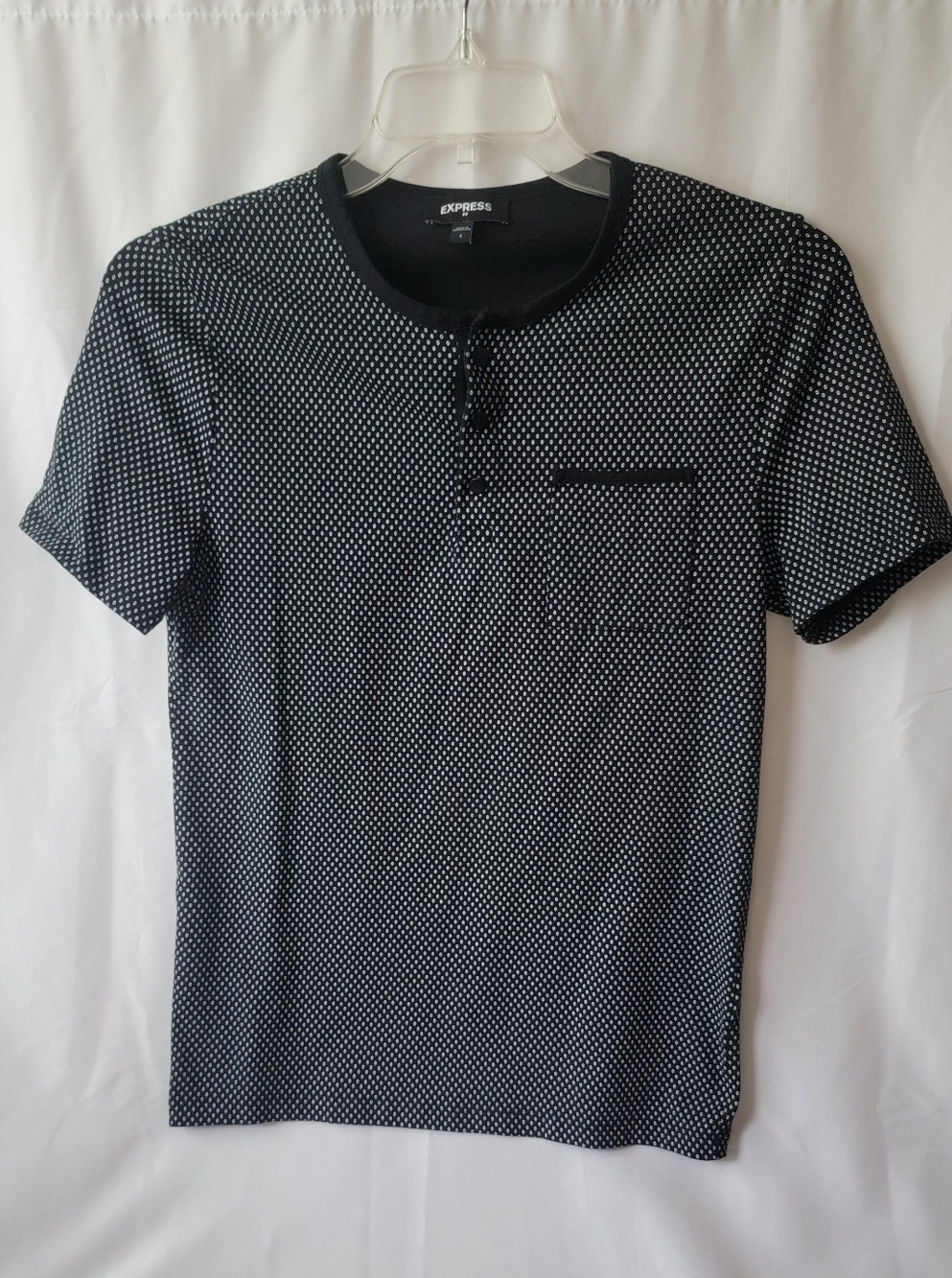 EXPRESS Men's Short Sleeve Geometric Cotton Shirt Small